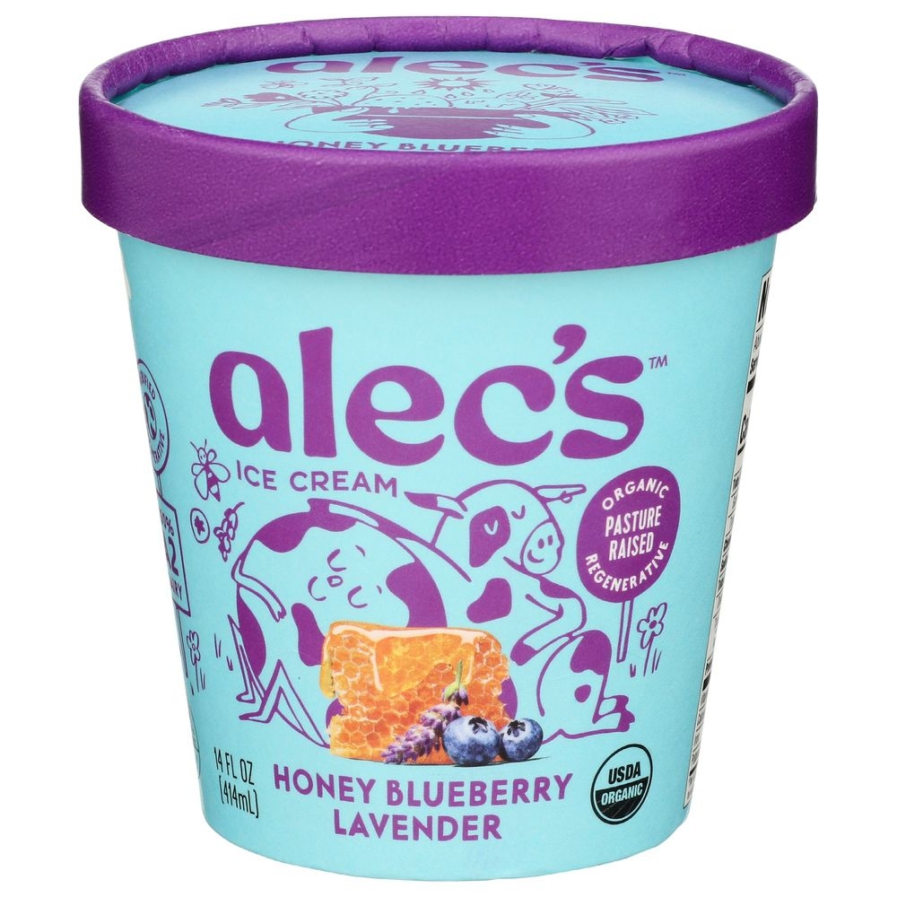 Alecs Organic Honey Blueberry Lavender Ice Cream, 14 Fluid Ounce -- 8 per case
