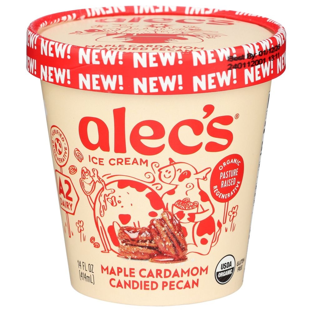 Alecs Organic Maple Cardamom Candied Pecan Ice Cream, 14 Fluid Ounce -- 8 per case