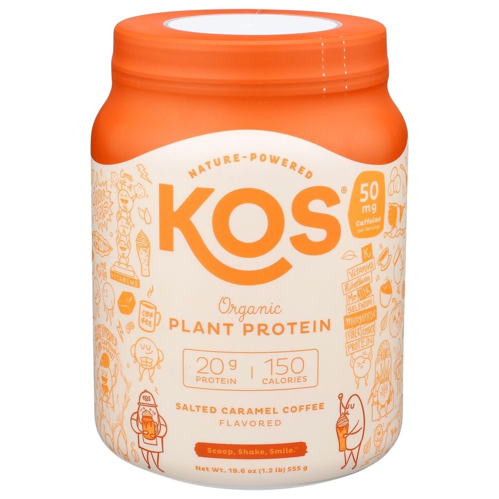 Kos Organic Salted Caramel Coffee Plant Protein Powder, 19.6 Ounce