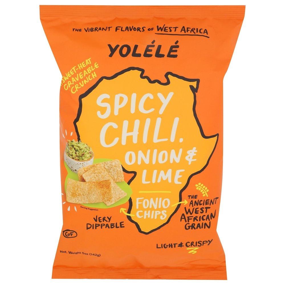 Yolele Onion plus Lime Spicy Chili Fonio Chips, 5 Ounce -- 9 per case