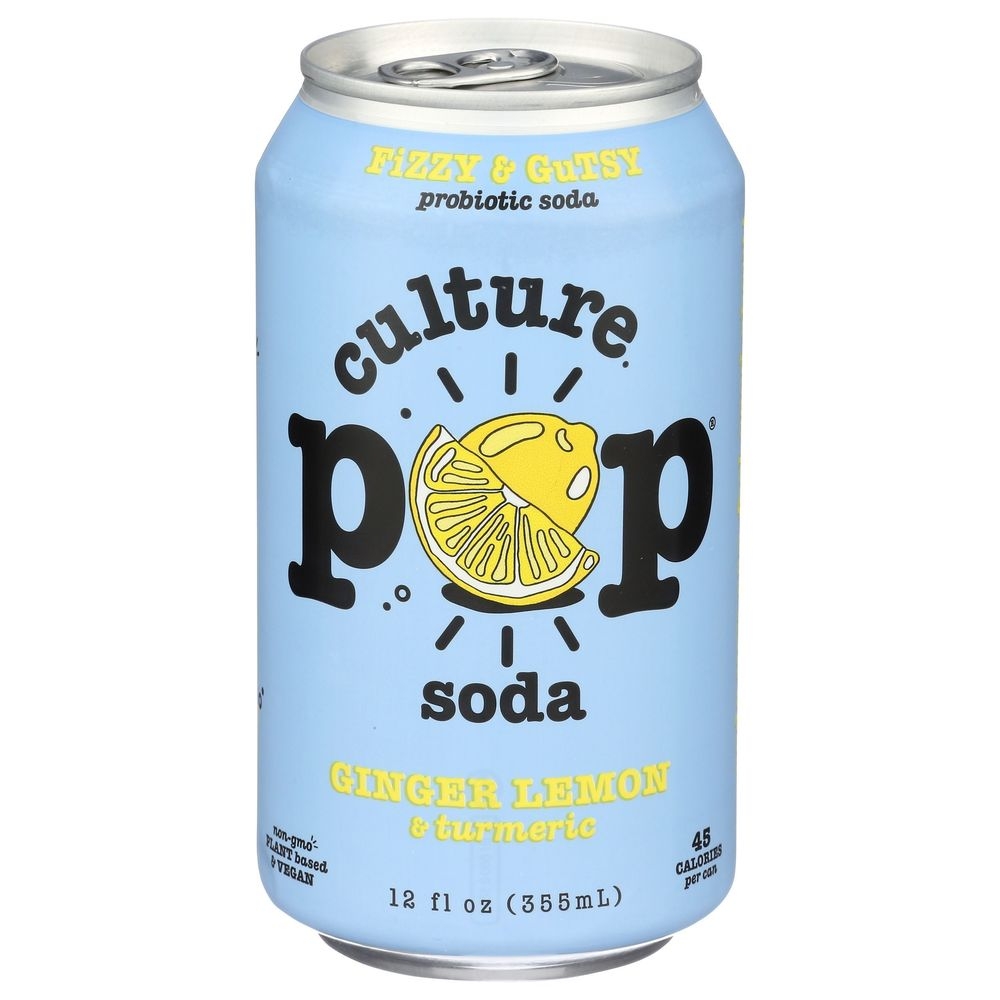 Culture Pop Ginger Lemon and Turmeric Probiotic Soda, 12 Fluid Ounce -- 12 per case