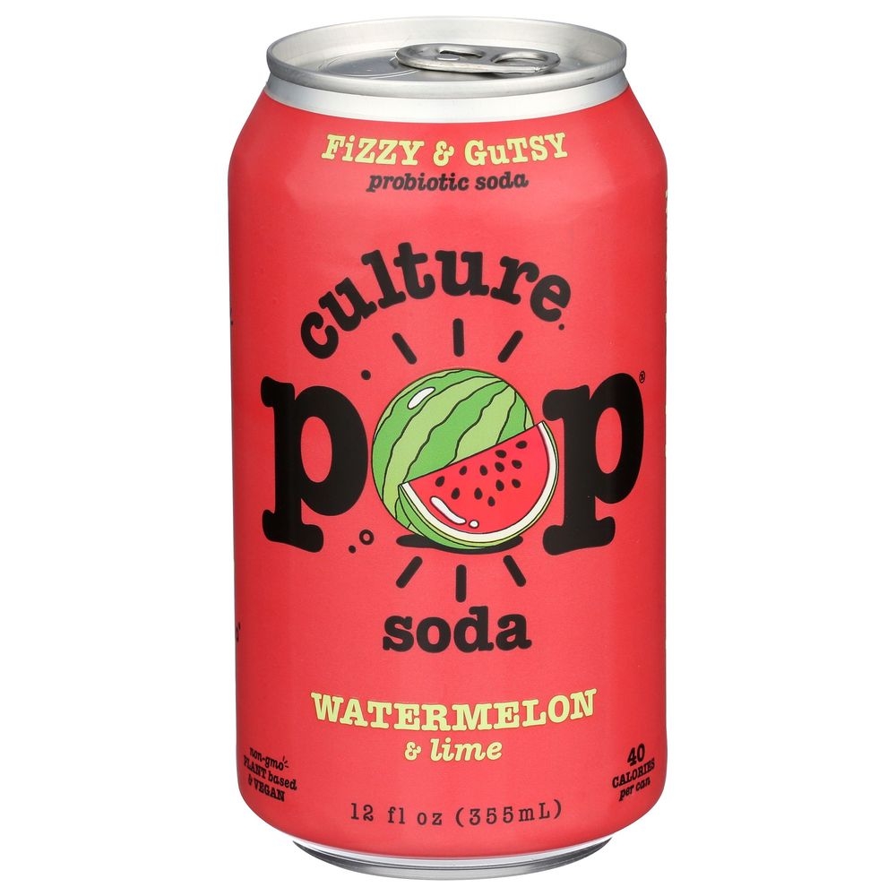 Culture Pop Soda Watermelon Lime and Rosemary Probiotic Soda, 12 Fluid Ounce -- 12 per case