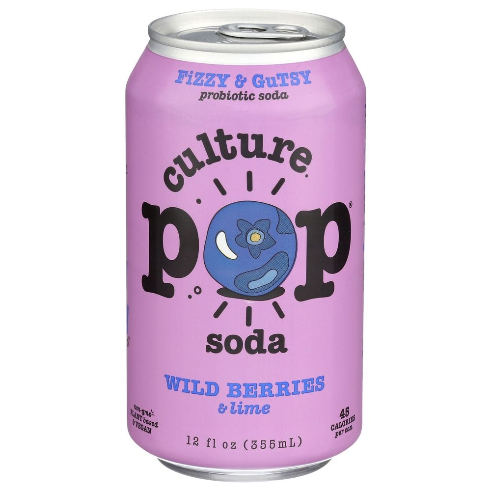 Culture Pop Wild Berries Basil and Lime Probiotic Soda, 12 Fluid Ounce -- 12 per case