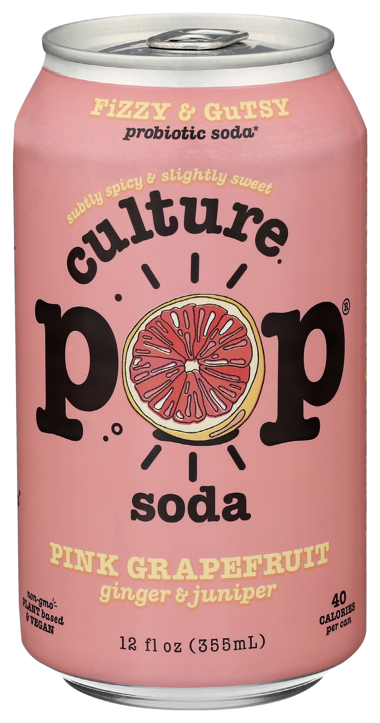 Culture Pop Pink Grapefruit Ginger and Juniper Probiotic Soda, 12 Fluid Ounce -- 12 per case