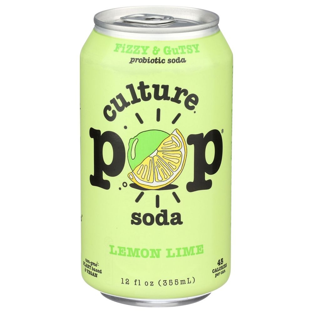 Culture Pop Lemon Lime and Cardamom Probiotic Soda, 12 Fluid Ounce -- 12 per case