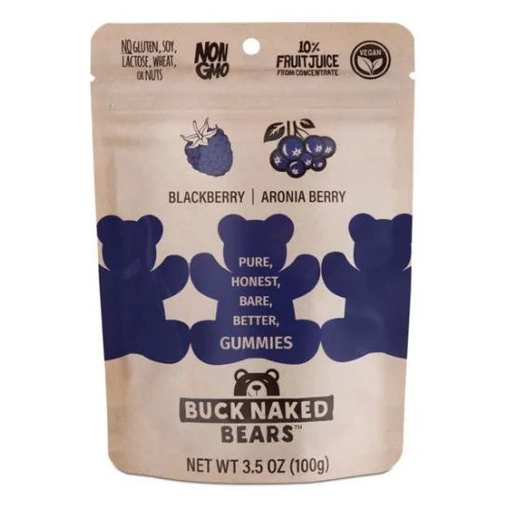 Buck Naked Bears Blackberry Aronia Berry Gummy Bears, 3.5 Ounce -- 12 per case