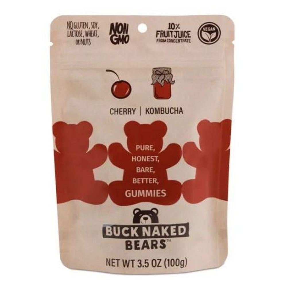 Buck Naked Bears Cherry Kombucha Gummy Bears, 3.5 Ounce -- 12 per case