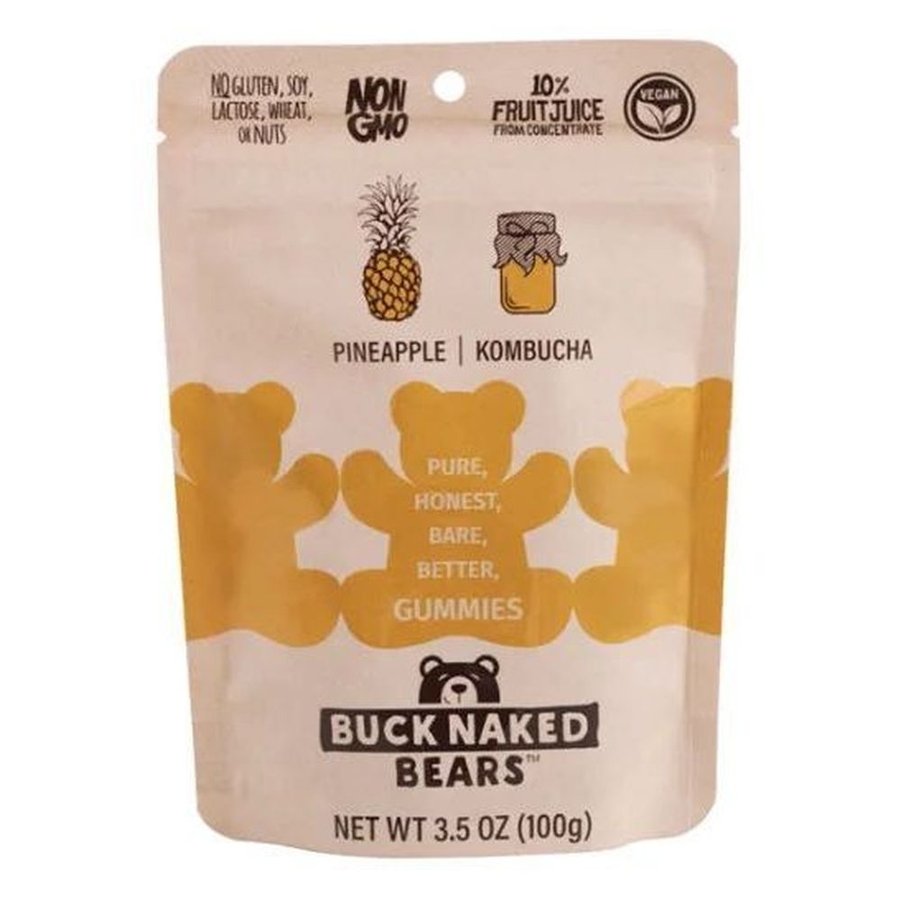 Buck Naked Bears Pineapple Kombucha Gummy Bears, 3.5 Ounce -- 12 per case