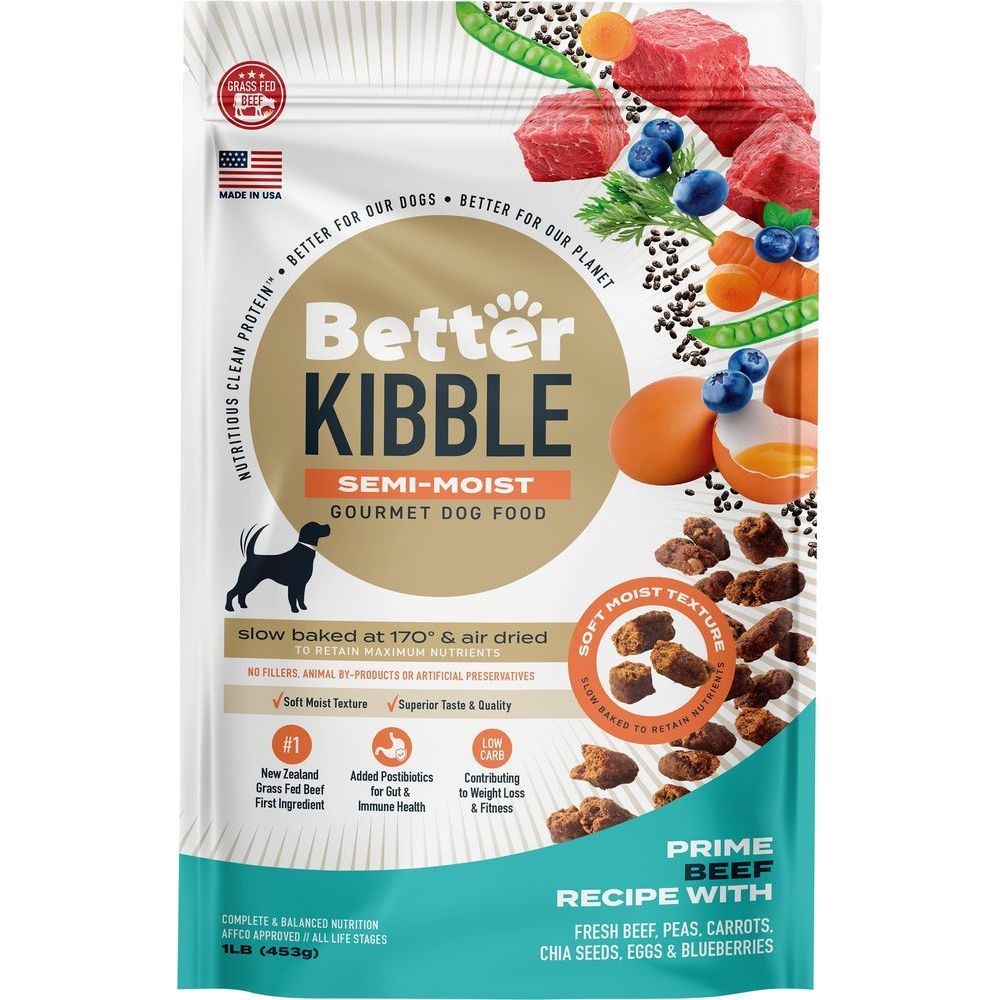 Better Kibble Gourmet Semi-Moist Prime Beef Recipe Dog Food, 16 Ounce -- 4 per case