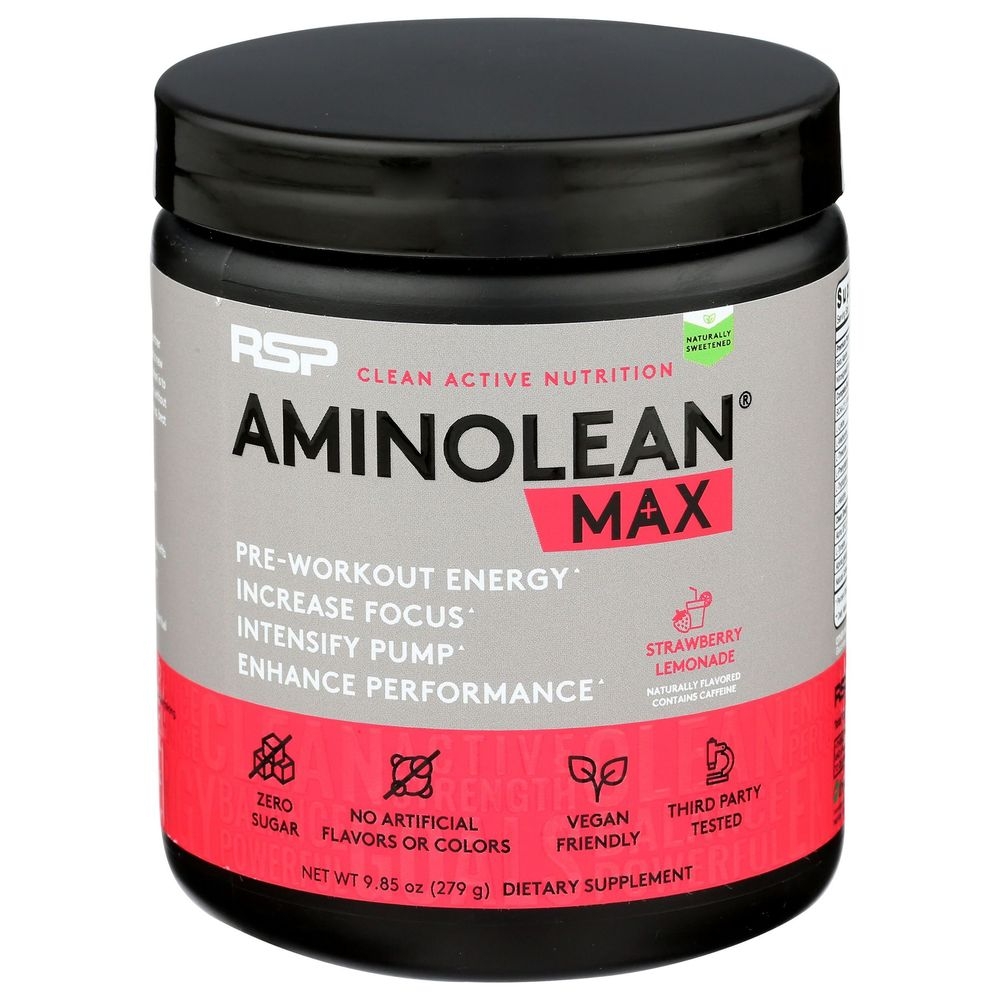 Rsp Nutrition Strawberry Lemonade Flavor Aminolean Max Pre Workout Powder, 9.88 Ounce