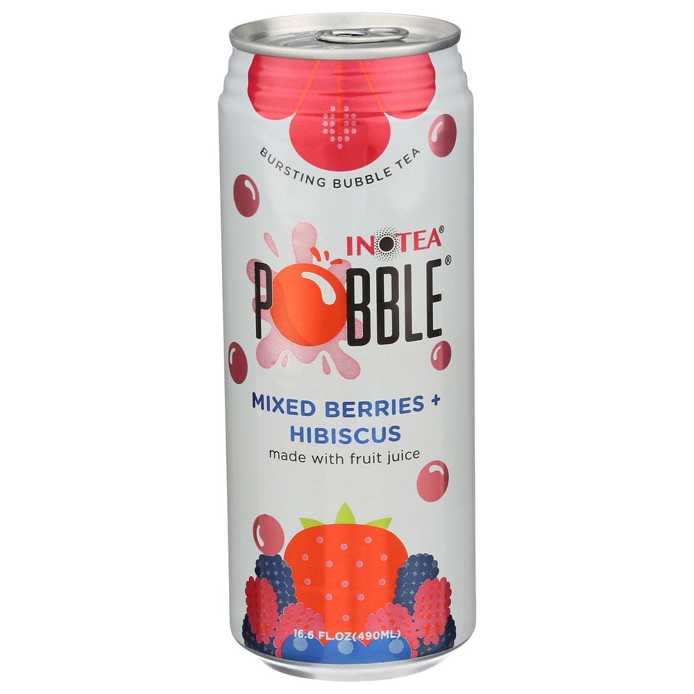 Inotea Pobble Mixed Berries Plus Hibiscus Bubble Tea, 16.6 Fluid Ounce -- 12 per case