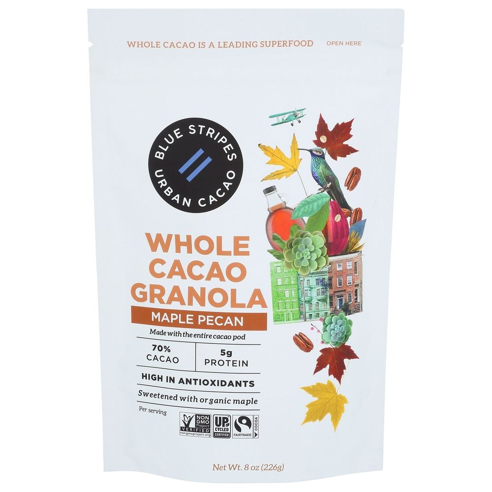 Blue Stripes Whole Cacao Maple Pecan Granola, 8 Ounce -- 6 per case