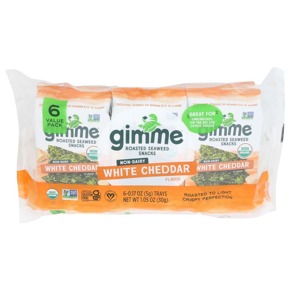 Gimme Organic White Cheddar Roasted Seaweed Snacks, 0.17 Ounce -- 48 per case
