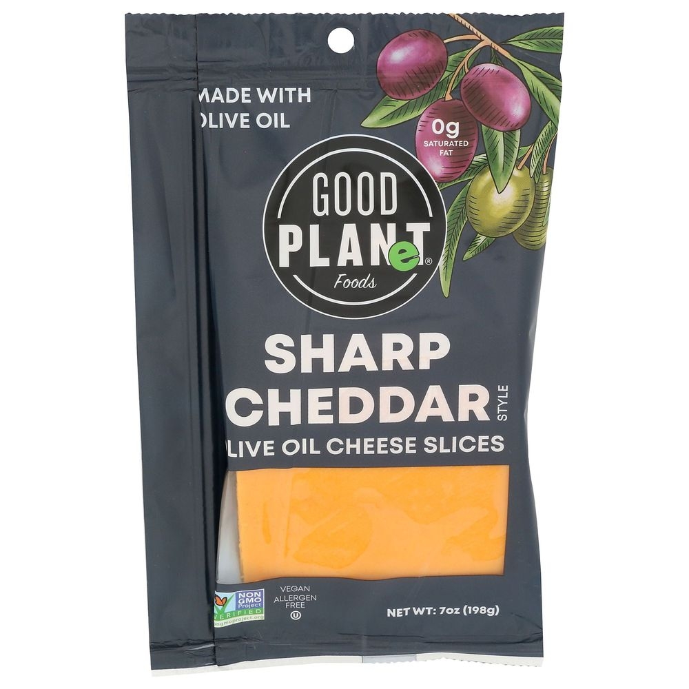 Good Plant Sharp Cheddar Style Olive Oil Cheese Slice, 7 Ounce -- 7 per case