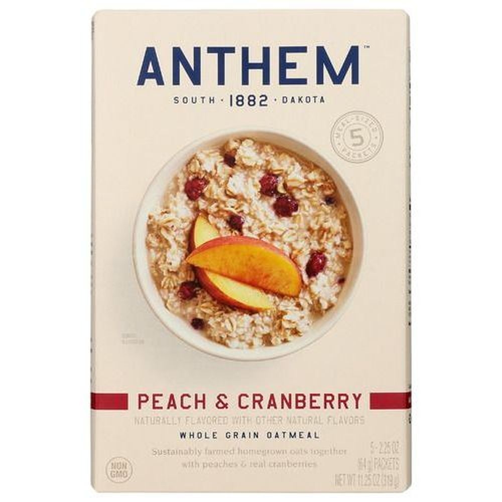 Anthem Peach Cranberry Whole Grain Oatmeal, 11.25 Ounce Cup -- 6 per case