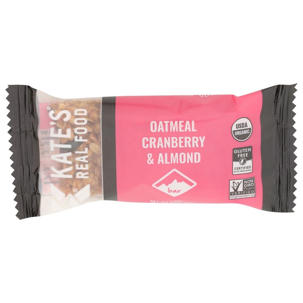 Kates Real Food Organic Cranberry Almond Oatmeal Energy Bar, 2.2 Ounce -- 12 per case