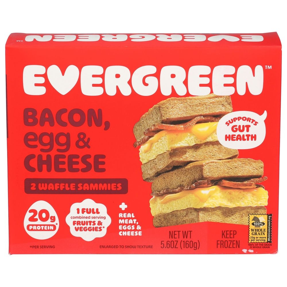 Evergreen Bacon Egg and Cheese Waffle Sandwich, 5.6 Ounce -- 6 per case.