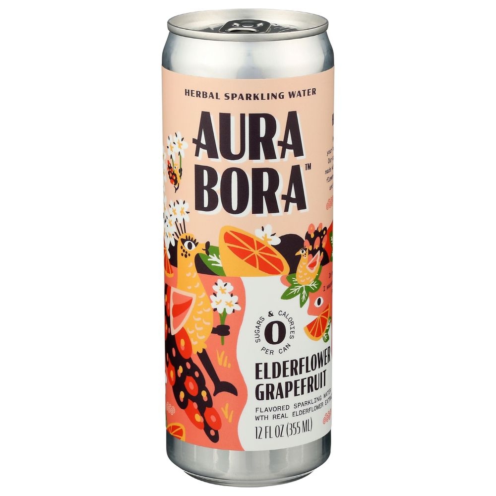 Aura Bora Grapefruit Elderflower Sparkling Water, 12 Fluid Ounce -- 12 per case