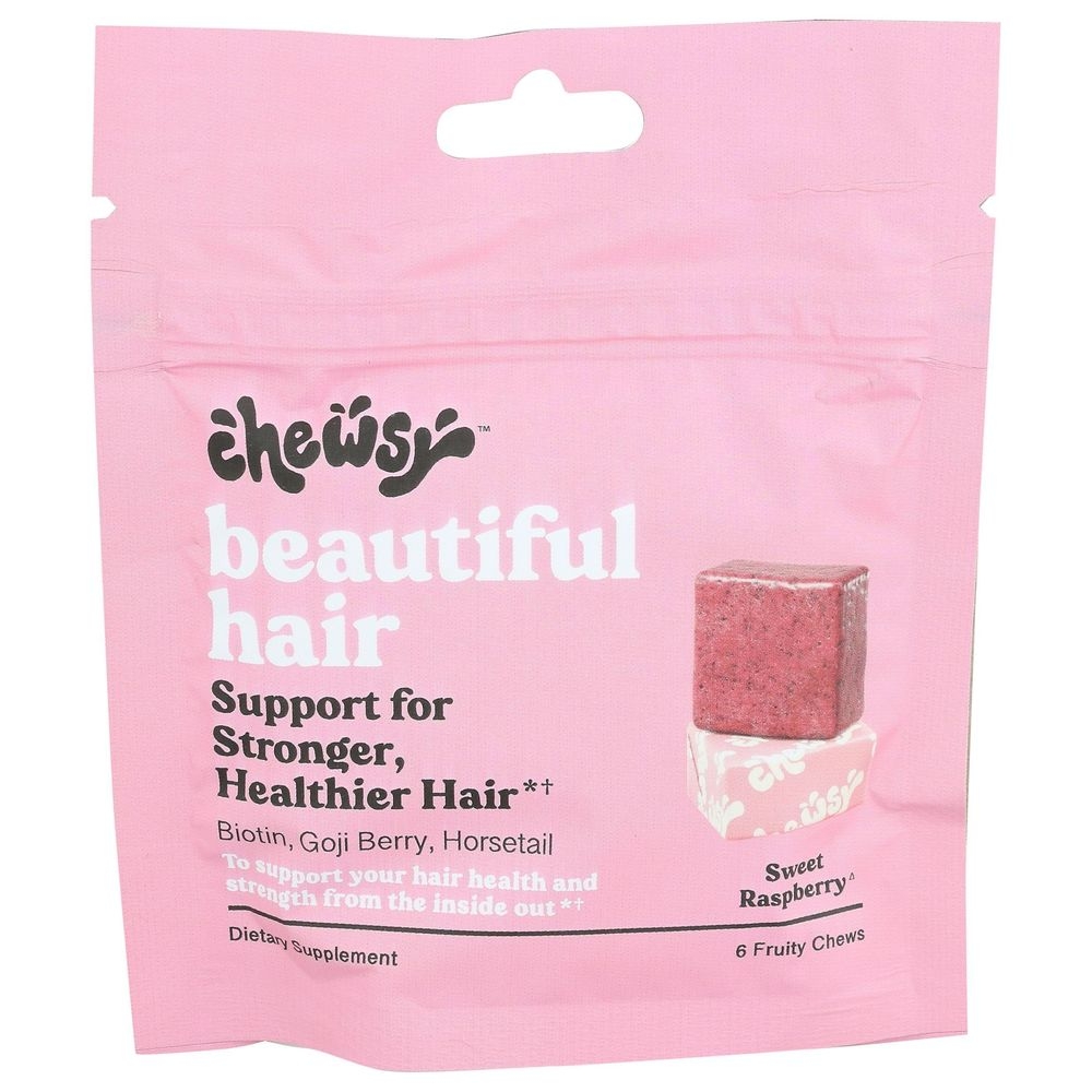 Chewsy Sweet Raspberry Beautiful Hair Chews, 6 count -- 6 per case