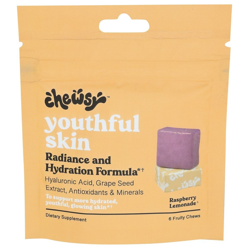 Chewsy Youthful Skin Raspberry Lemonade Fruity Chews, 6 count -- 6 per case