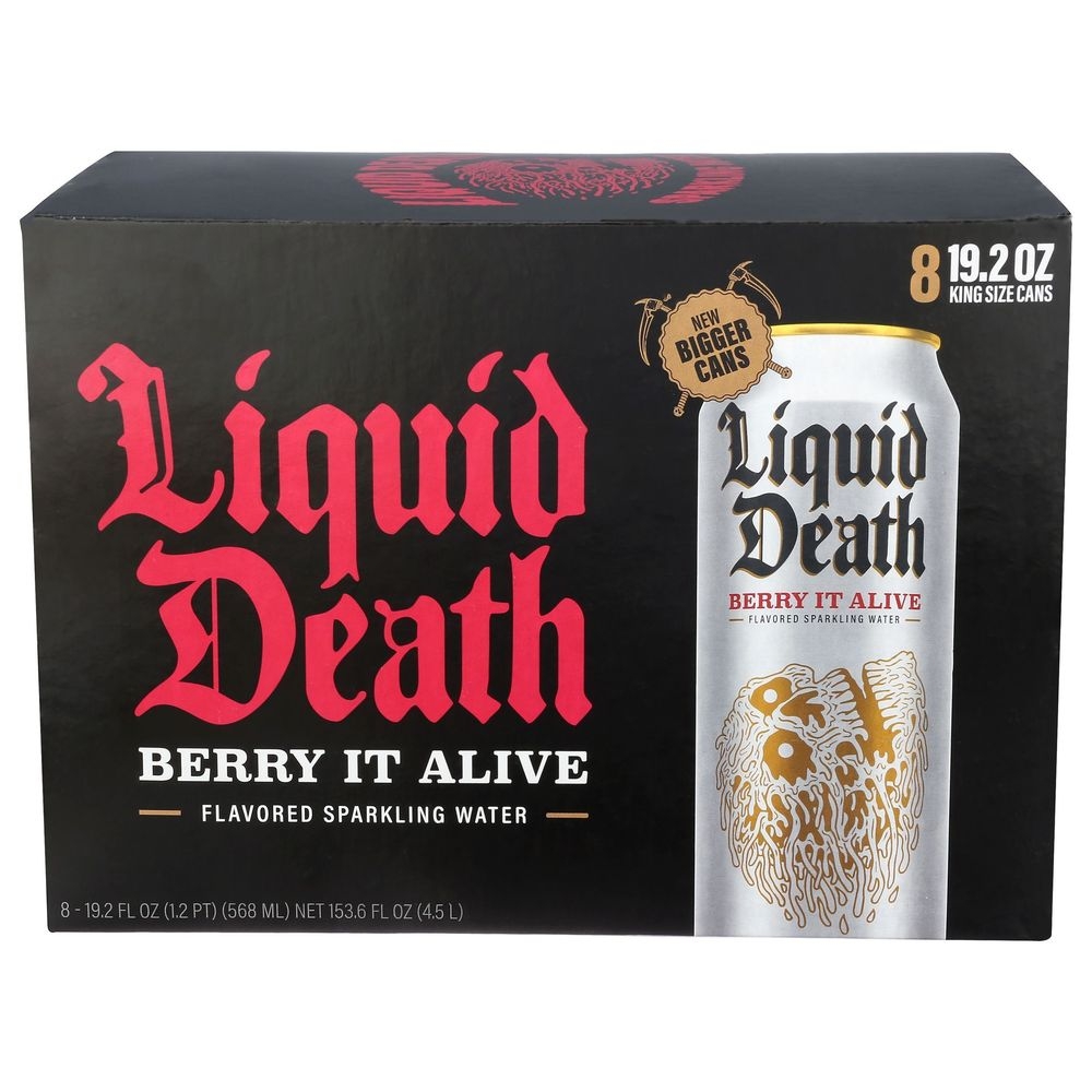 Liquid Death Berry It Alive Flavor Sparkling Water, 19.2 Fluid Ounce -- 24 per case