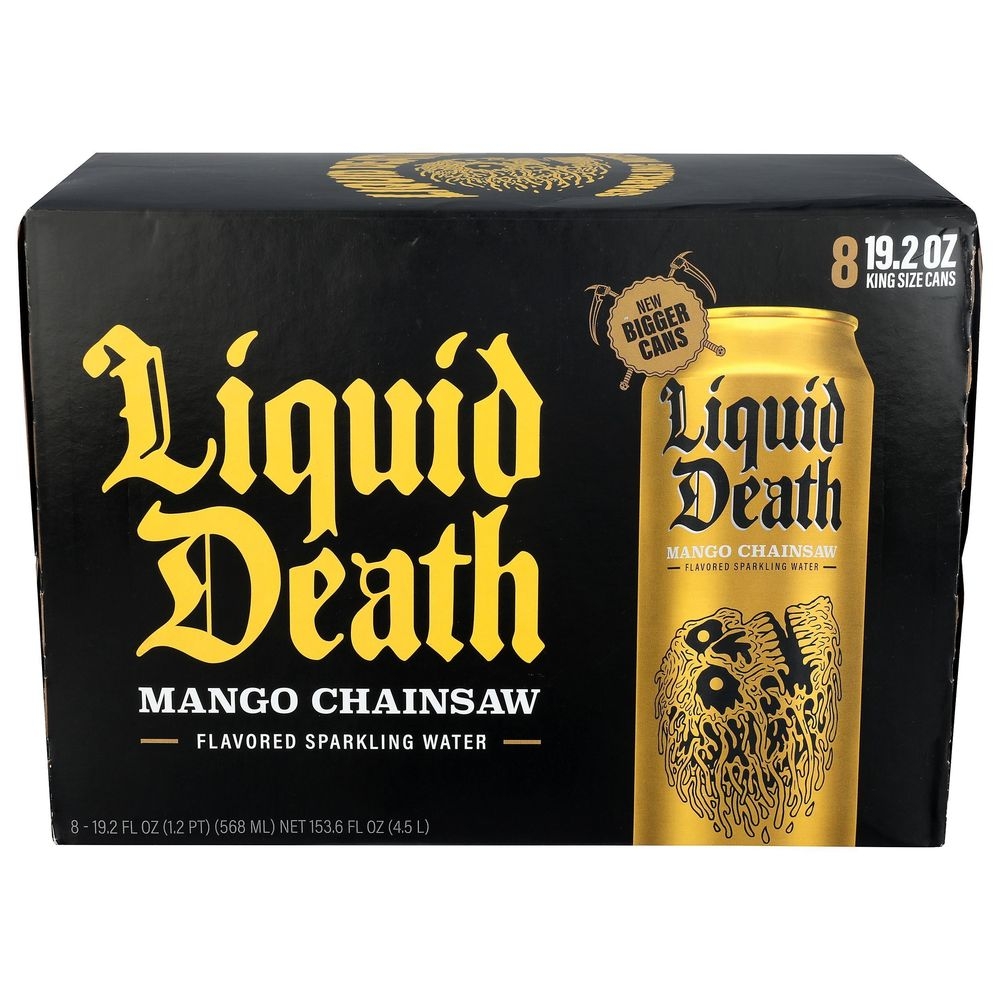 Liquid Death Mango Chainsaw Flavor Sparkling Water, 19.2 Fluid Ounce -- 24 per case