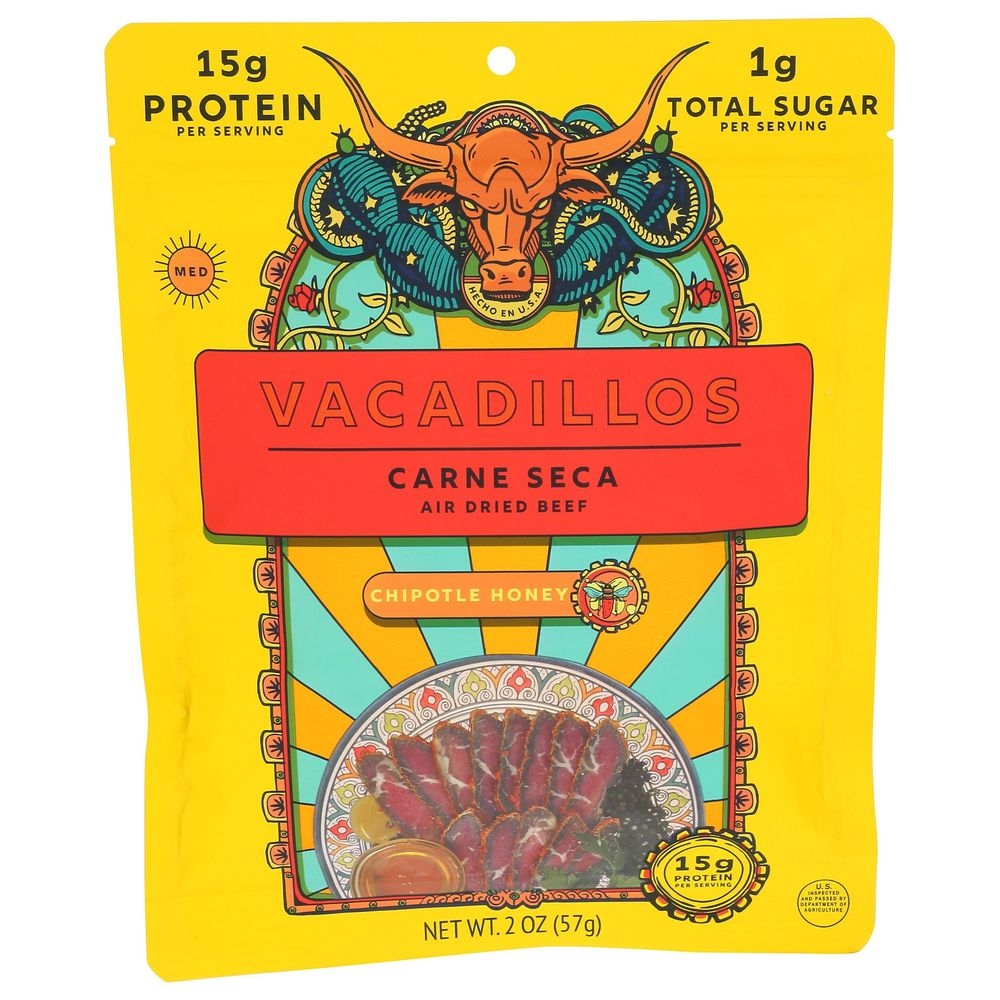 Vacadillos Carne Seca Chipotle Honey Beef Strips, 2 Ounce -- 8 per case