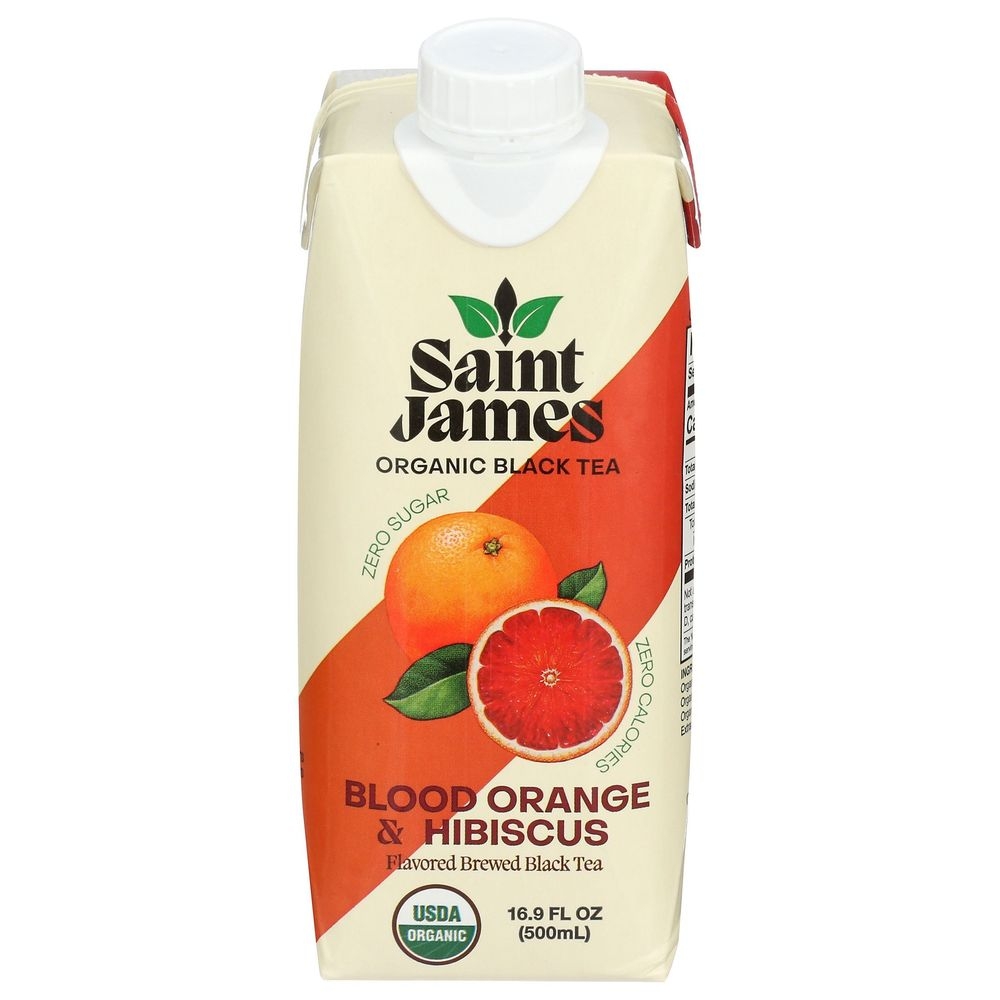 Saint James Organic Blood Orange and Hibiscus Flavored Brewed Black Tea, 16.9 Fluid Ounce -- 12 per case