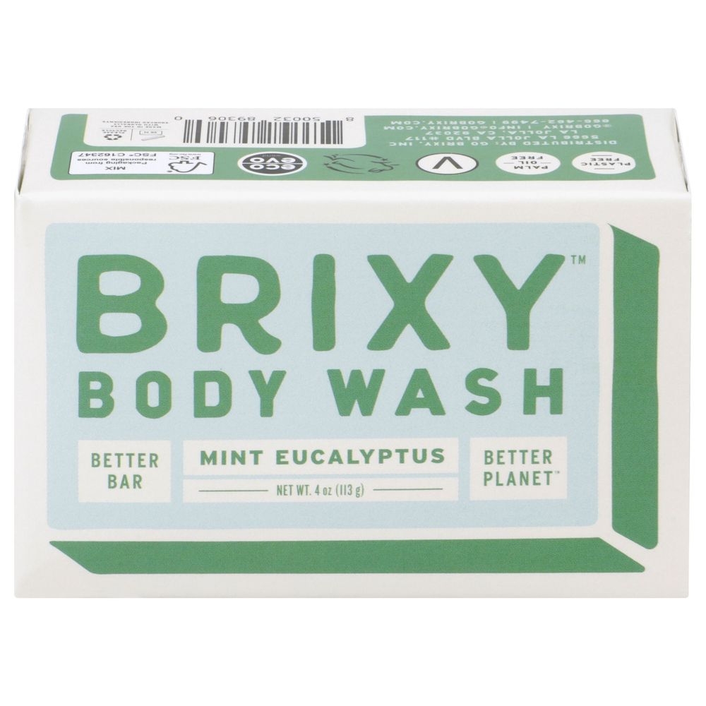 Brixy Mint Eucalyptus Body Wash Bar, 4 Ounce