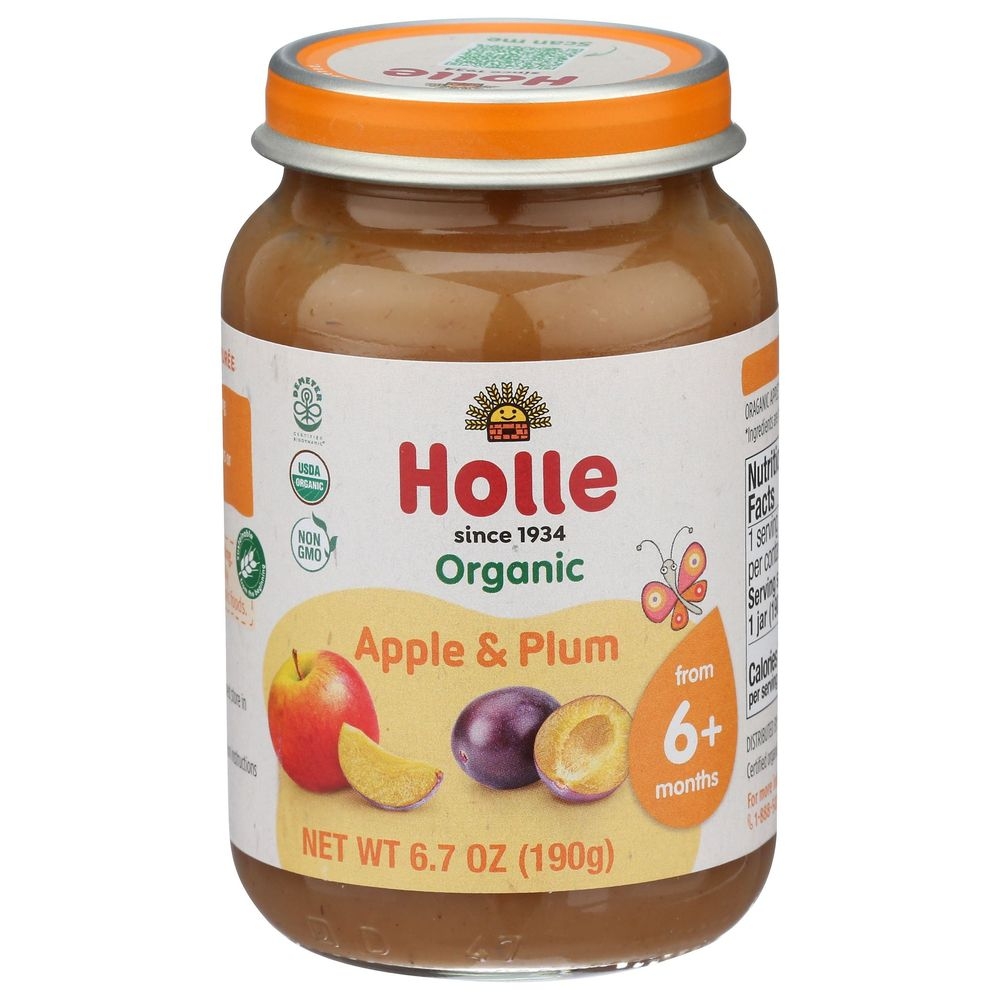Holle Organic Apple and Plum Puree, 6.7 Ounce -- 6 per case
