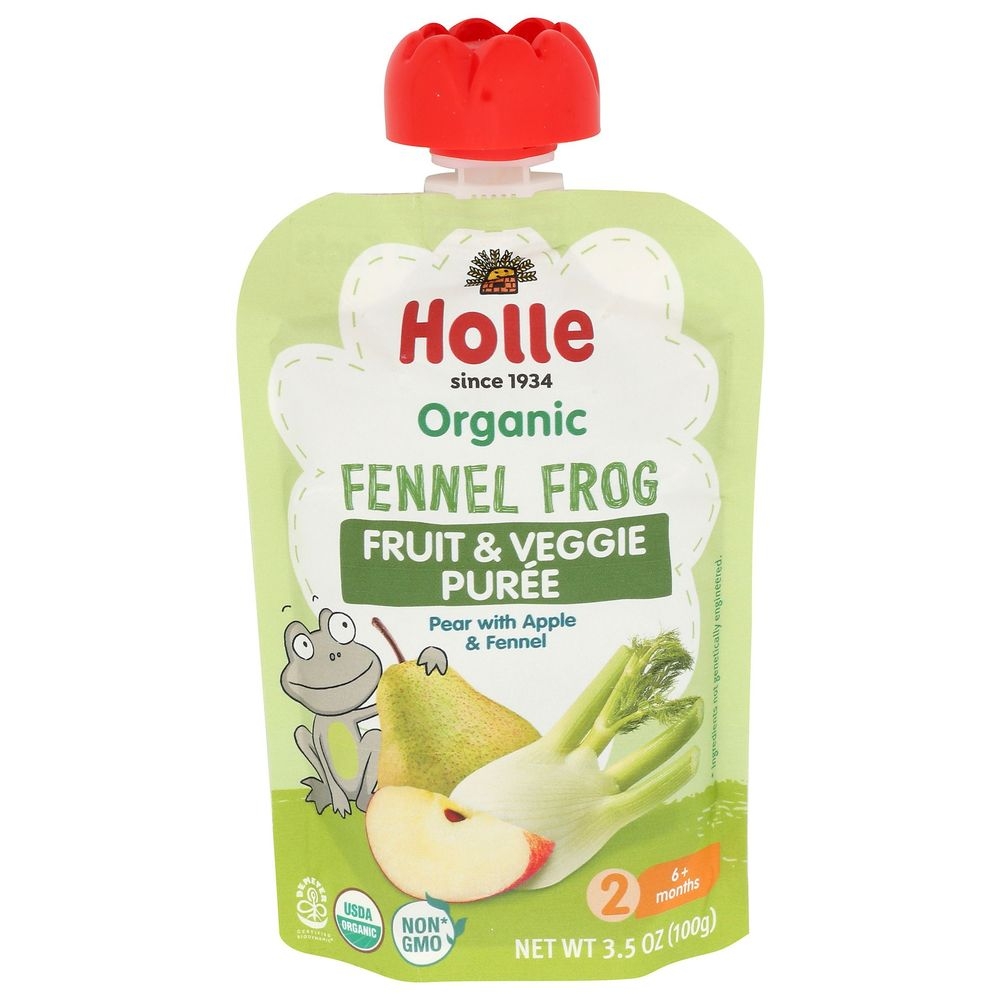Holle Organic Fennel Frog Fruit and Vegetable Puree, 3.5 Fluid Ounce -- 12 per case