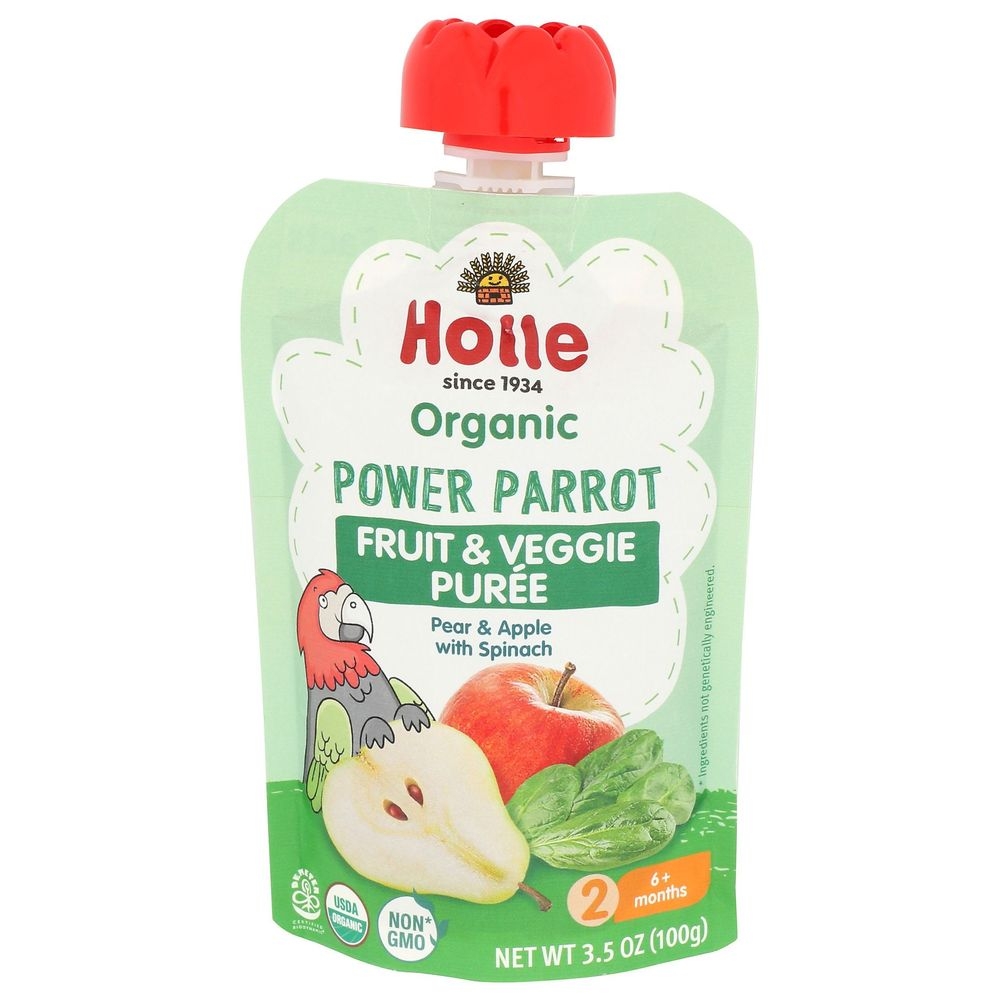 Holle Organic Power Parrot Fruit and Vegetable Puree, 3.5 Fluid Ounce -- 12 per case
