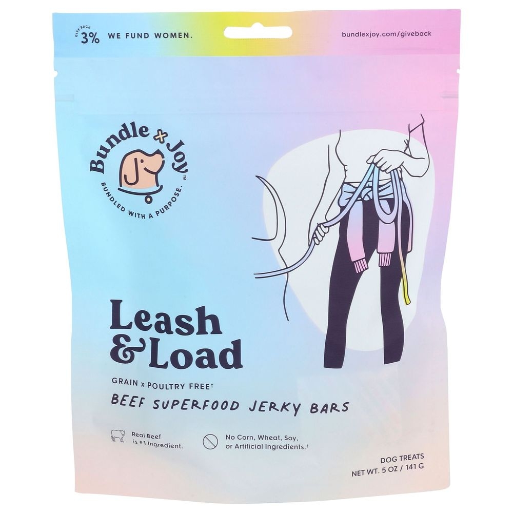 Bundle X Joy Leash and Load Beef Superfood Jerky Bar Dog Treats, 5 Ounce -- 6 per case