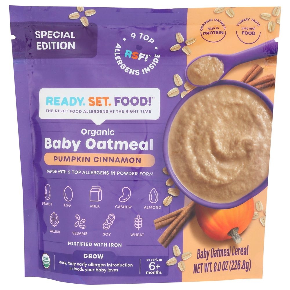 Ready Set Food Organic Pumpkin Cinnamon Baby Oatmeal, 8 Ounce -- 6 per case