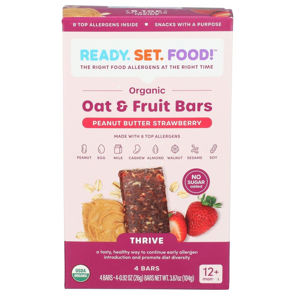 Ready Set Food Organic Peanut Butter Strawberry Oat and Fruit Bar, 3.67 Ounce -- 6 per case