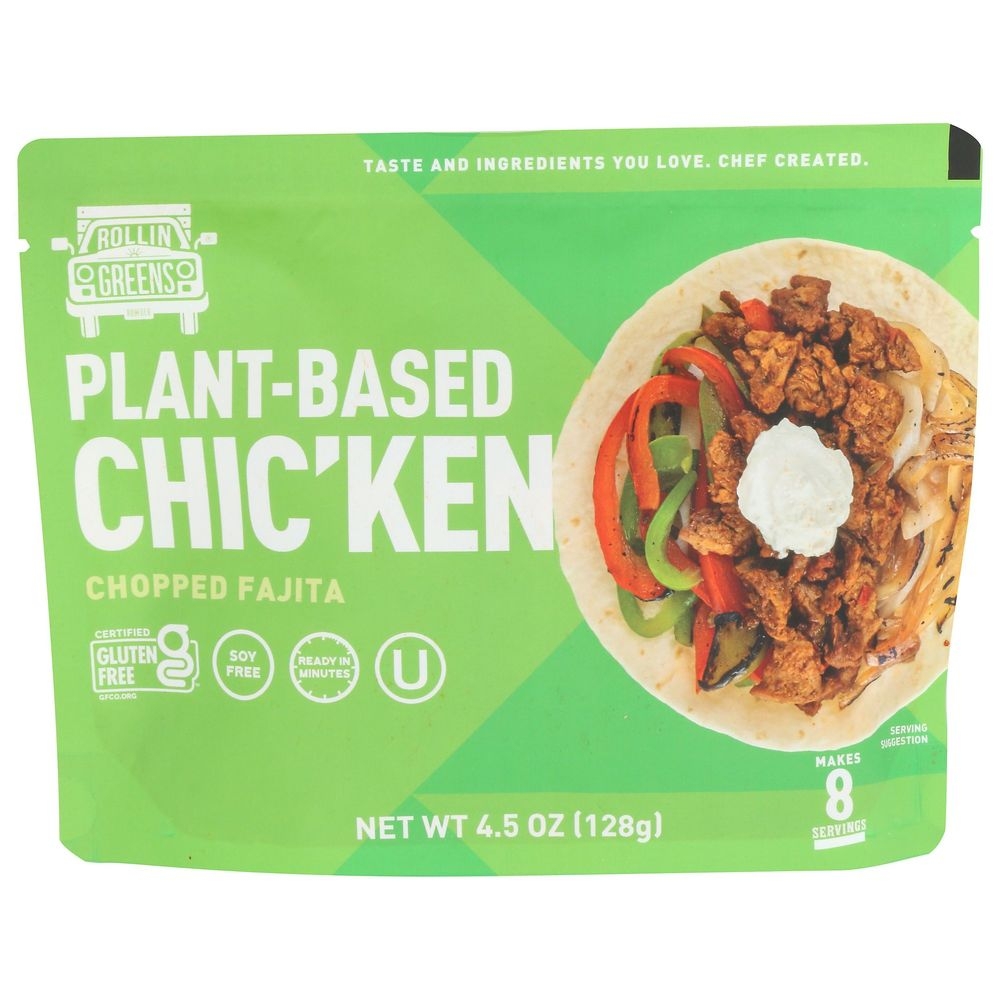 Rollingreens Chopped Fajita Plant Based Chicken, 4.5 Ounce -- 12 per case