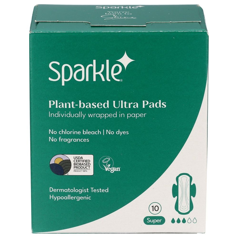 Sparkle Plant-Based Super Ultra Pad, 10 count