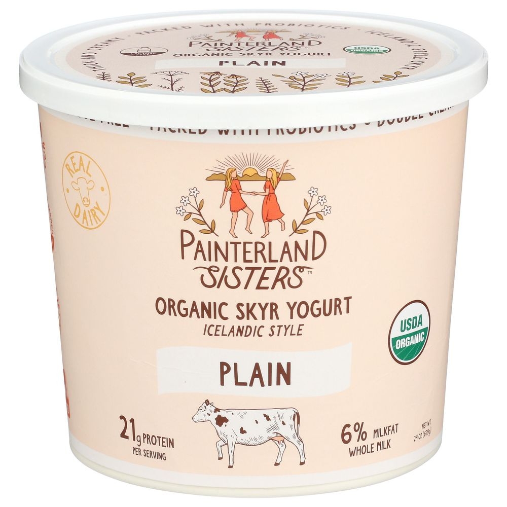 Painter Land Sisters Organic Plain Skyr Yogurt, 24 Ounce -- 6 per case.
