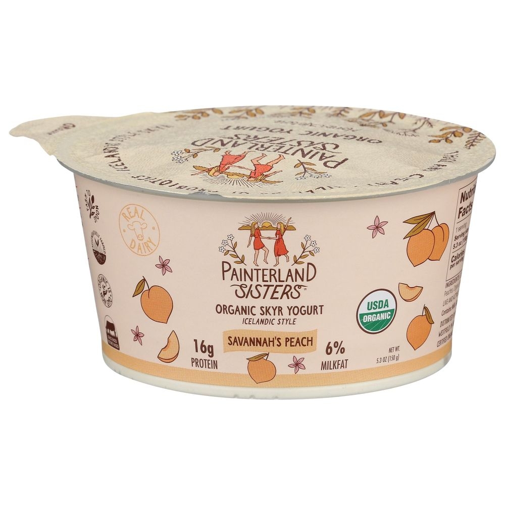 Painter Land Sisters Organic Savannahs Peach Skyr Yogurt, 5.3 Ounce -- 8 per case.