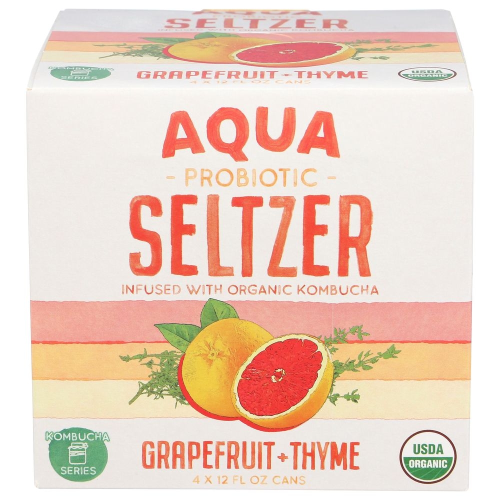 Aqua Seltzer Organic Grapefruit Plus Thyme Probiotic Seltzer, 12 Fluid Ounce -- 24 per case