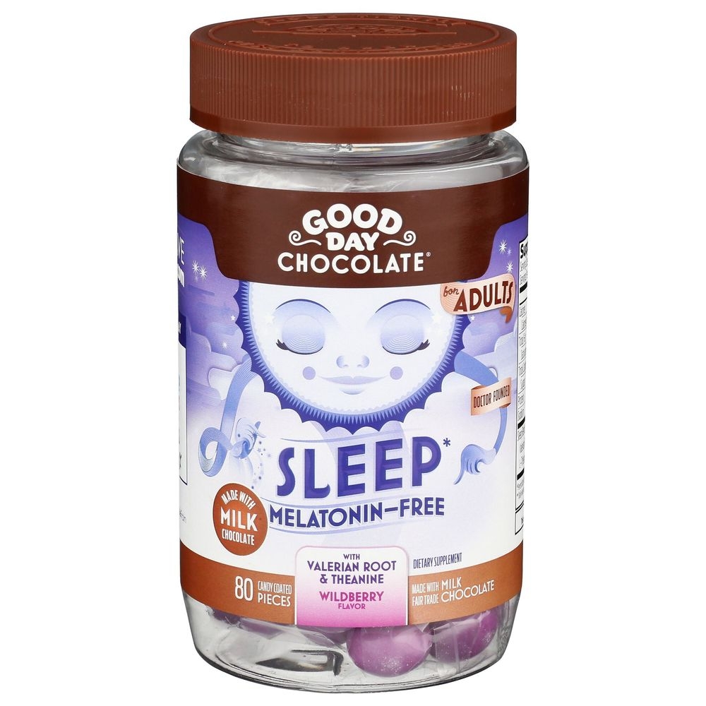 Good Day Chocolate Valerian Root Non Melatonin Sleep Chocolate Supplement for Adult, 80 count
