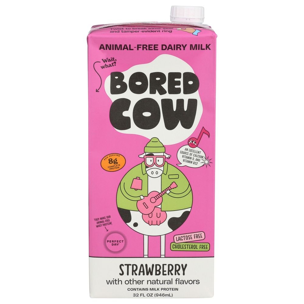 Bored Cow Animal Free Strawberry Milk, 32 Fluid Ounce -- 12 per case