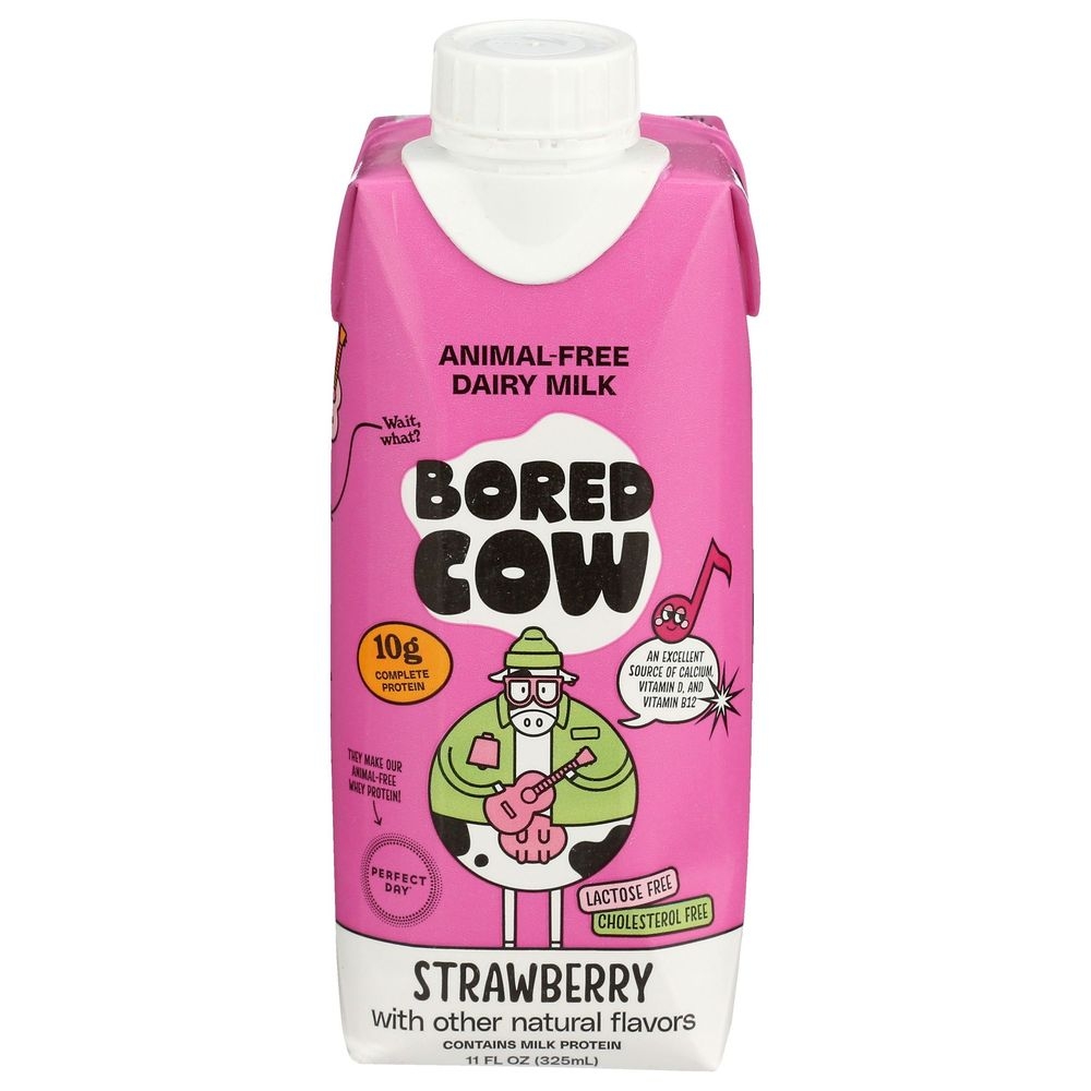 Bored Cow Animal Free Strawberry Milk, 11 Fluid Ounce -- 12 per case