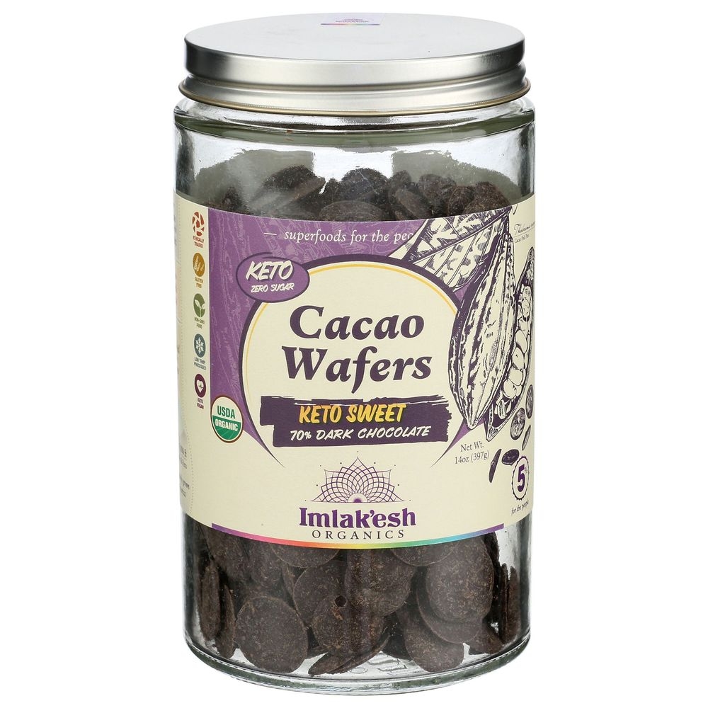 Imlakesh Organics Keto Sweet Cacao Wafers, 14 Ounce -- 6 per case