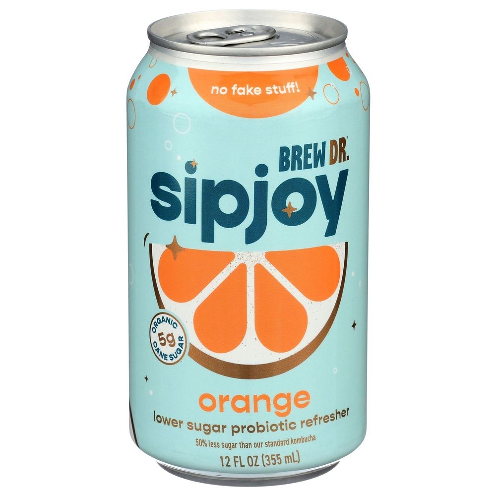 Brew Dr Sipjoy Organic Orange Probiotic Sparkling Water, 12 Fluid Ounce -- 12 per case