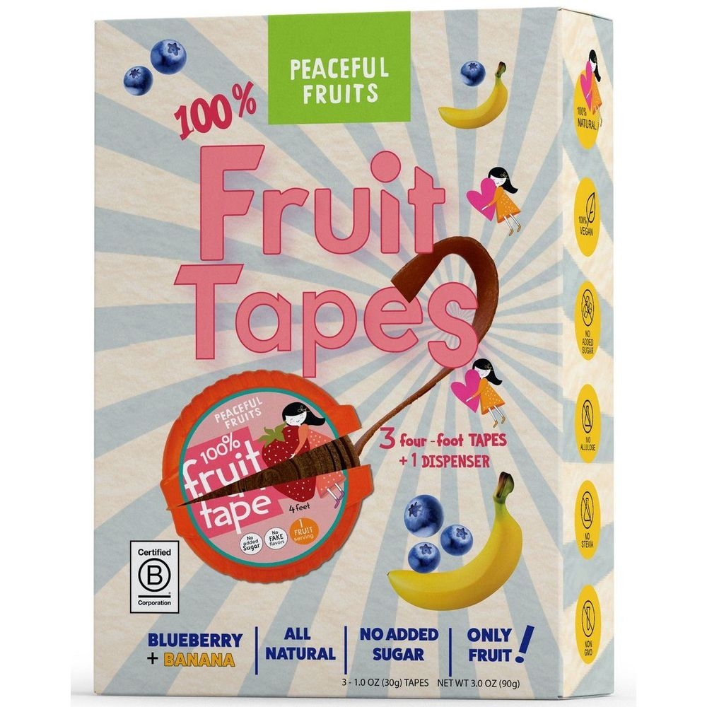 Peaceful Fruits Blueberry and Banana Fruit Tape, 3 Ounce -- 12 per case