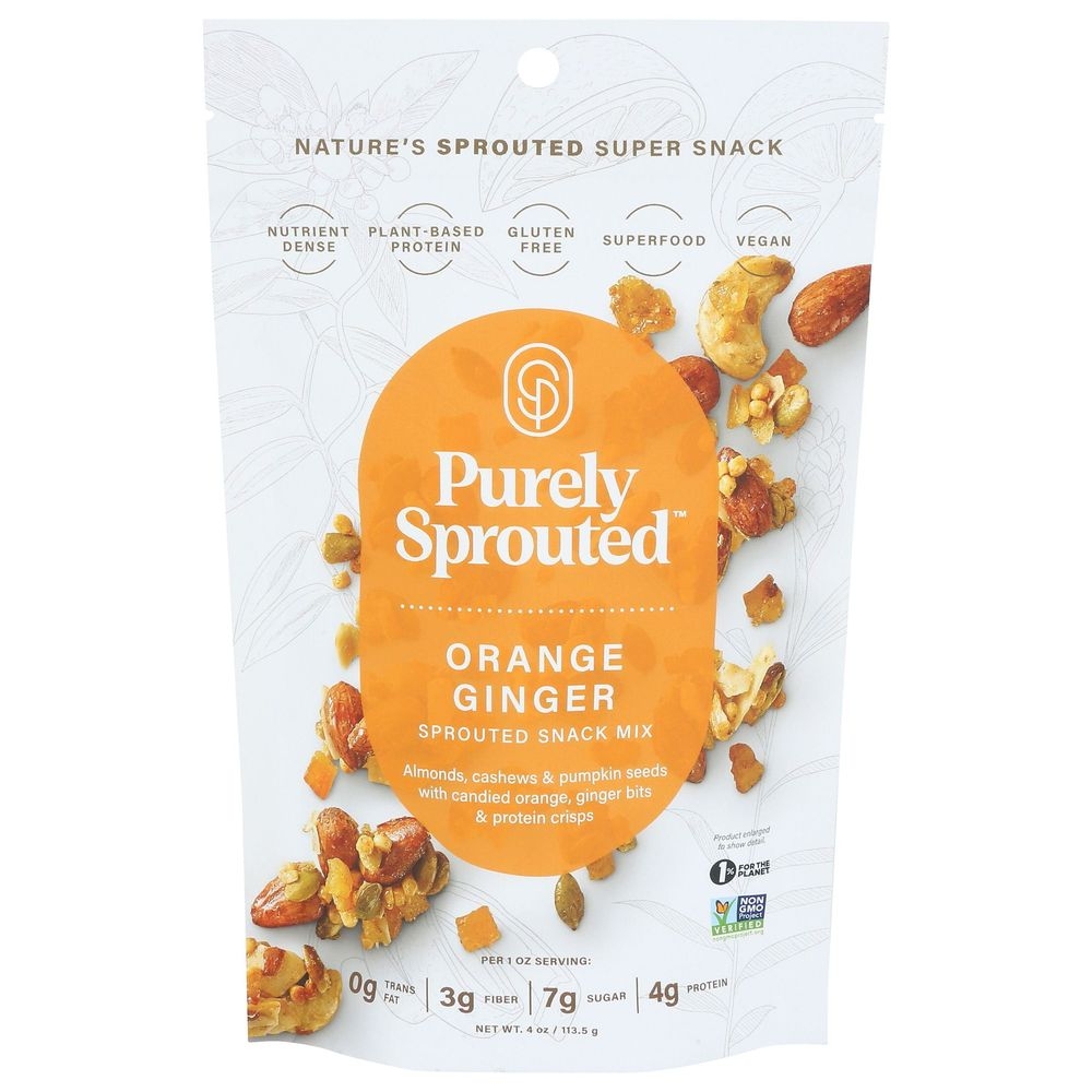 Purely Sprouted Orange Ginger Sprouted Snack Mix, 4 Ounce -- 6 per case