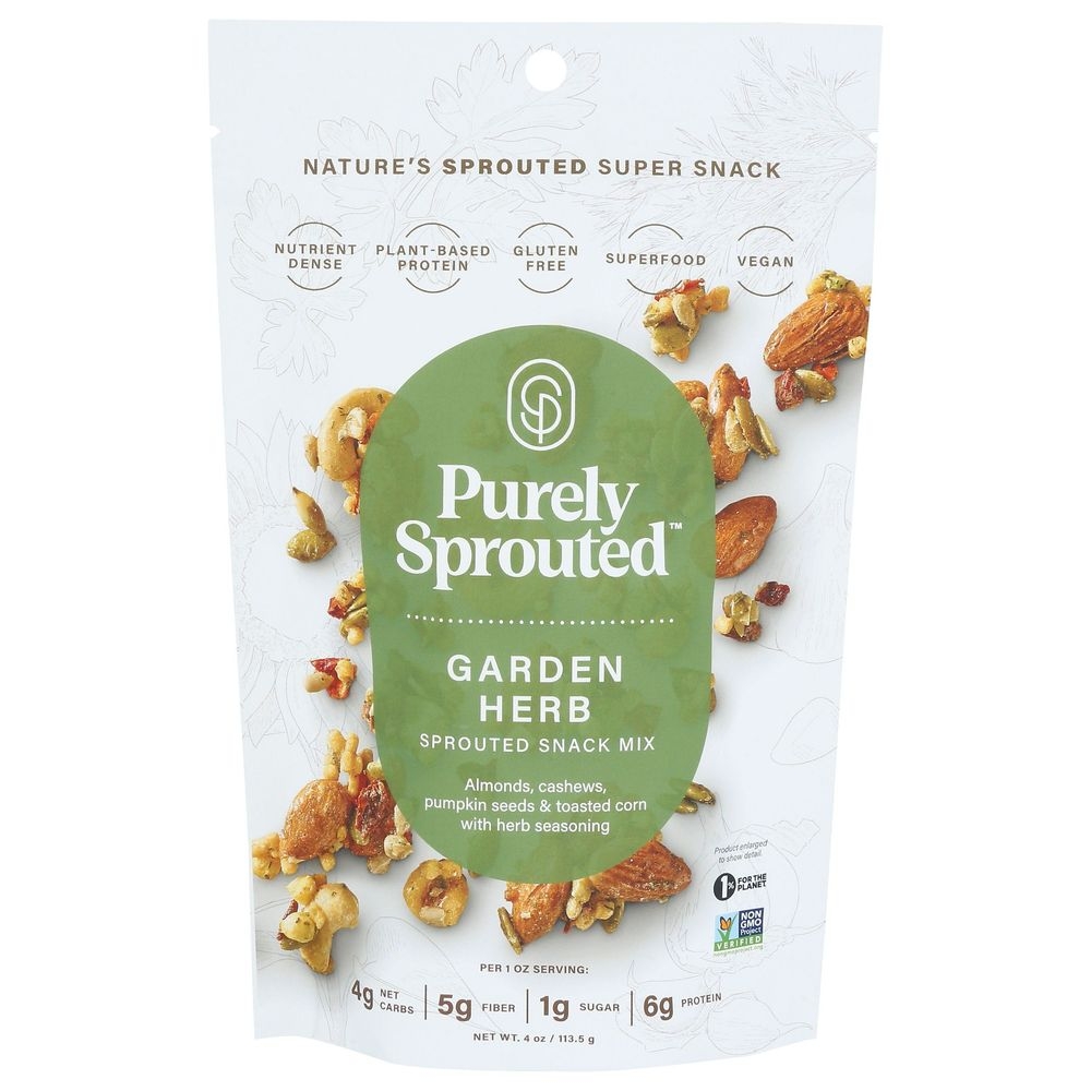 Purely Sprouted Garden Herb Sprouted Snack Mix, 4 Ounce -- 6 per case