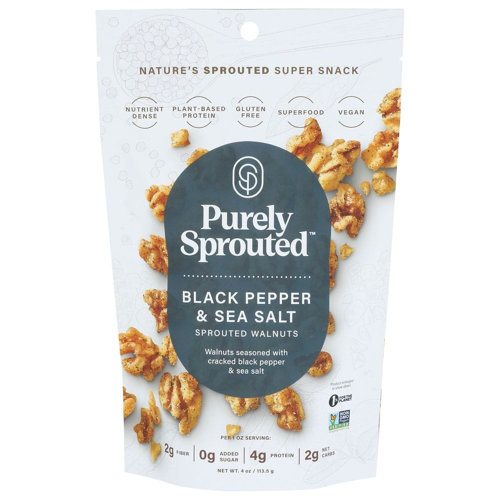 Purely Sprouted Black Pepper and Sea Salt Sprouted Walnuts, 4 Ounce -- 6 per case