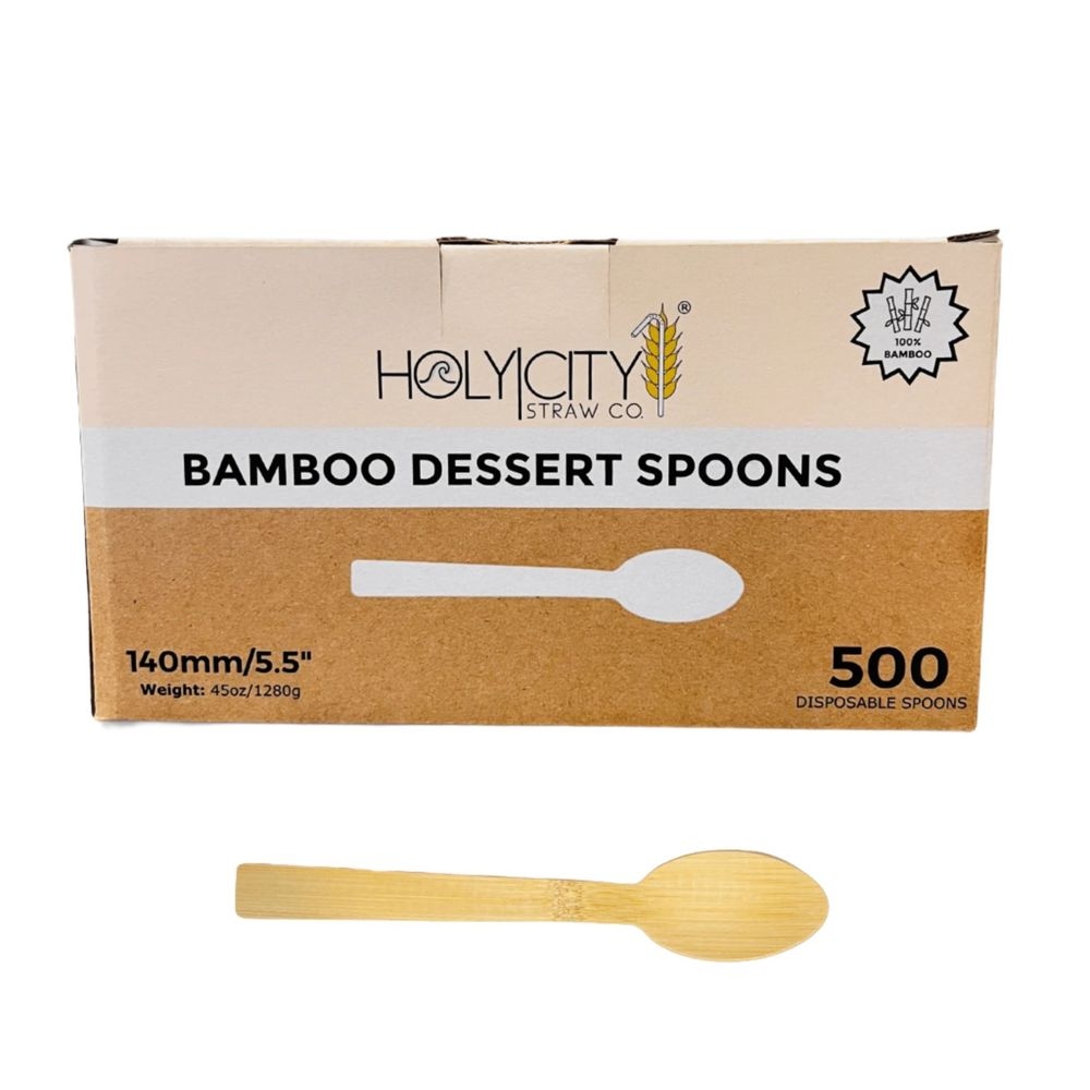 Holy City Straw Company Bamboo Dessert Spoon, 5.5 inch -- 2000 per case